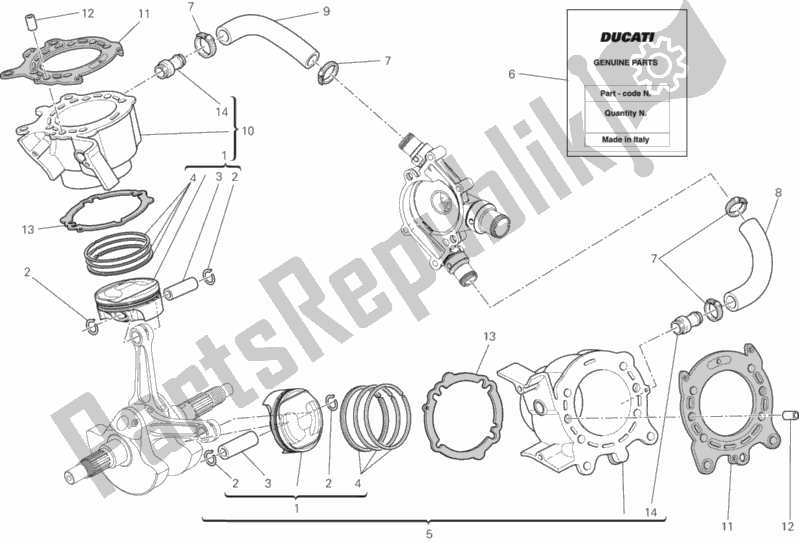All parts for the Cylinders - Pistons of the Ducati Diavel White Stripe Thailand 1200 2014
